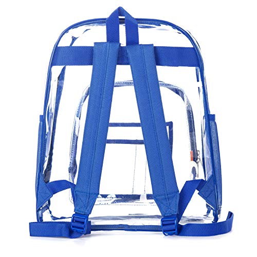 K-Cliffs Clear Backpack Heavy Duty See Through Student Bookbag Large Durable School Bag Quality Transparent PVC Travel Security Workbag Royal Blue - Image 5