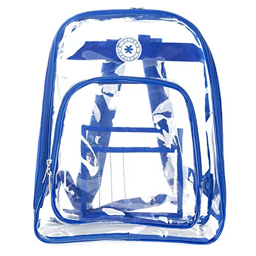 K-Cliffs Clear Backpack Heavy Duty See Through Student Bookbag Large Durable School Bag Quality Transparent PVC Travel Security Workbag Royal Blue - Image 3