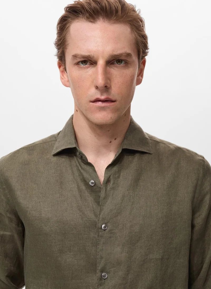 Mango Man linen regular-fit shirt