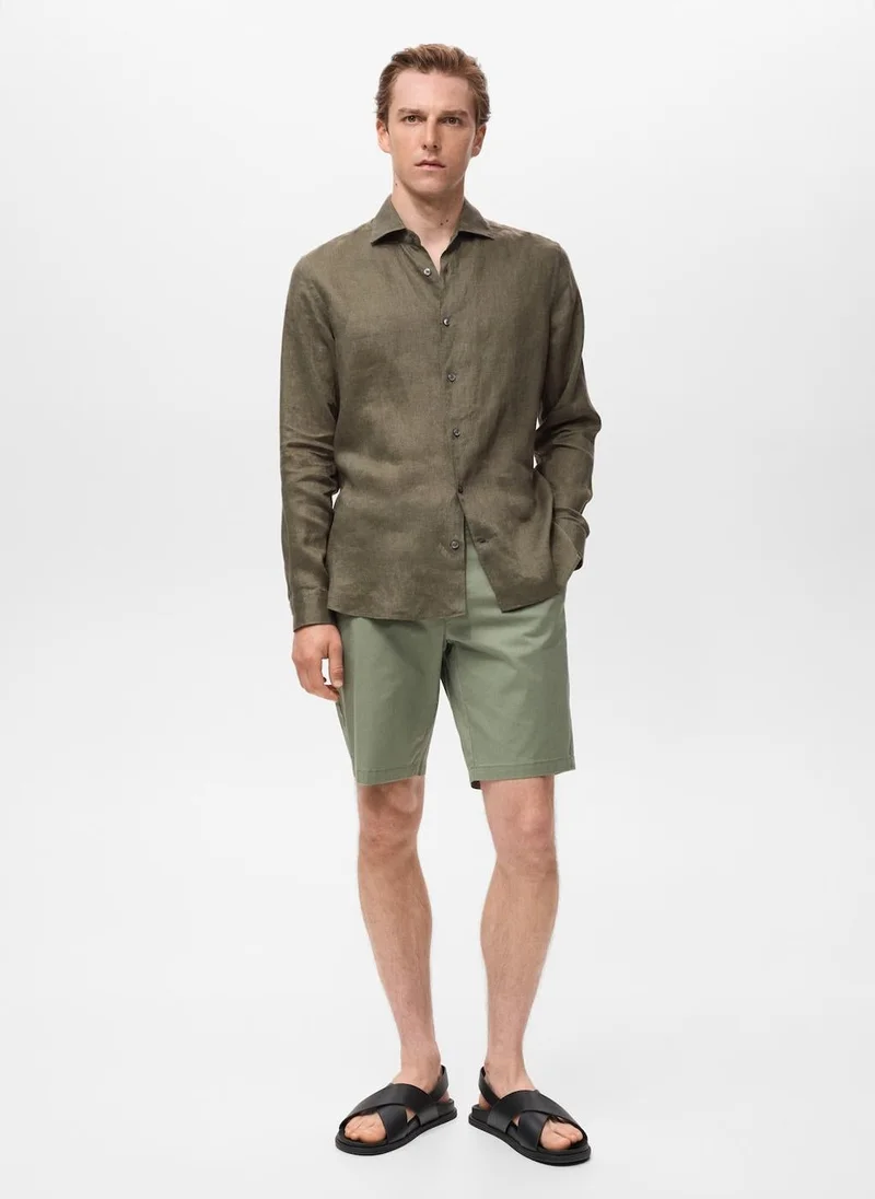 Mango Man  linen regular-fit shirt for Men | Best Price UAE