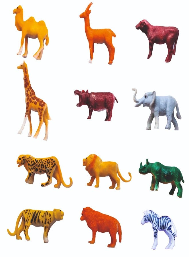 Negi 12 Pcs Medium Size Animal Toy Set – Multicolor Wild Animal Figures for Kids, Solid & Durable Educational Learning Game, Fun Pretend Play Toys, Birthday Gift for Boys & Girls, Heavy Animal Set - Image 1