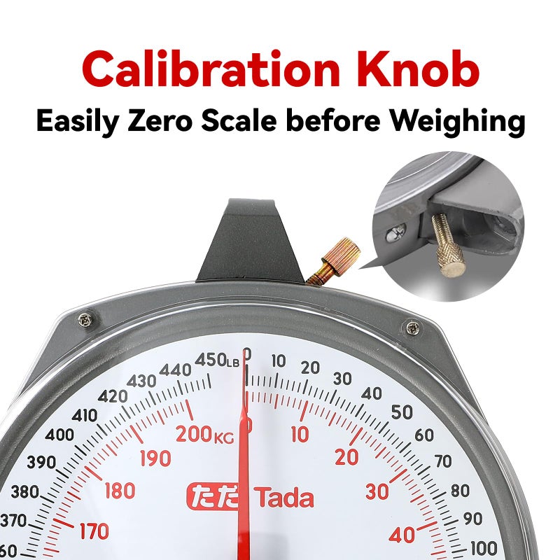 ta da Tada Game Scale 450lb Mechanical Hanging Scale with 8 Inch Dial, Heavy-Duty Design for Kitchen, Fishing, Outdoor Use, and Farms - Image 5