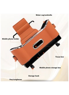 SYOSI Multifunctional Car Seat Back Storage Box, Car Headrest Rear Seat Organizer with Cup Holder and Tissue Box, Partition Design Tissue Box & Hooks - Ideal for Kids, Road Trips & Travel (1pcs Orange)  - Image 4