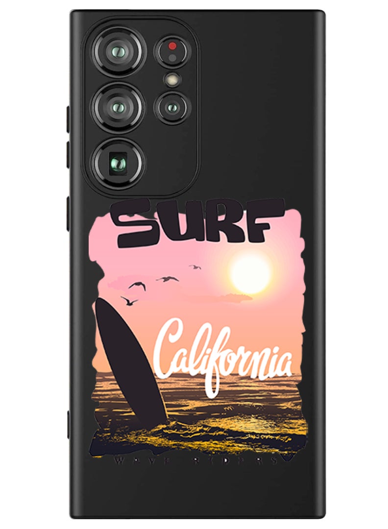 Theodor غطاء سليم واقي من السيليكون السائل مع حماية كاملة للجسم مضاد للخدش وصدمات لجهاز سامسونج جالاكسي S24 ألترا (أسود) - سيرف كاليفورنيا - Image 1