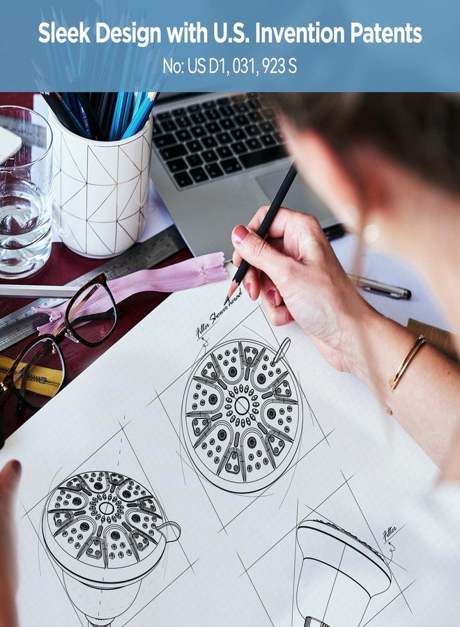 MakeFit رأس دش MakeFit المفلتر - رأس دش عالي الضغط مع فلتر لمخفف المياه العسرة - 7 إعدادات لرأس دش مطري لإزالة الكلور والمعادن الثقيلة (كروم) - Image 5