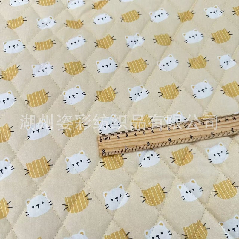 Cotton 40 Digital Printed Prismatic Plaid Cat And Dog Head Dress Children'S Clothing Women'S Shirt Surface - Image 1