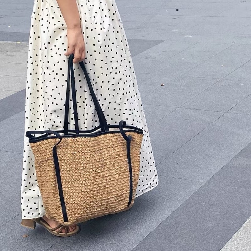 Vintage Woven Straw Tote Bag for Women - Image 4