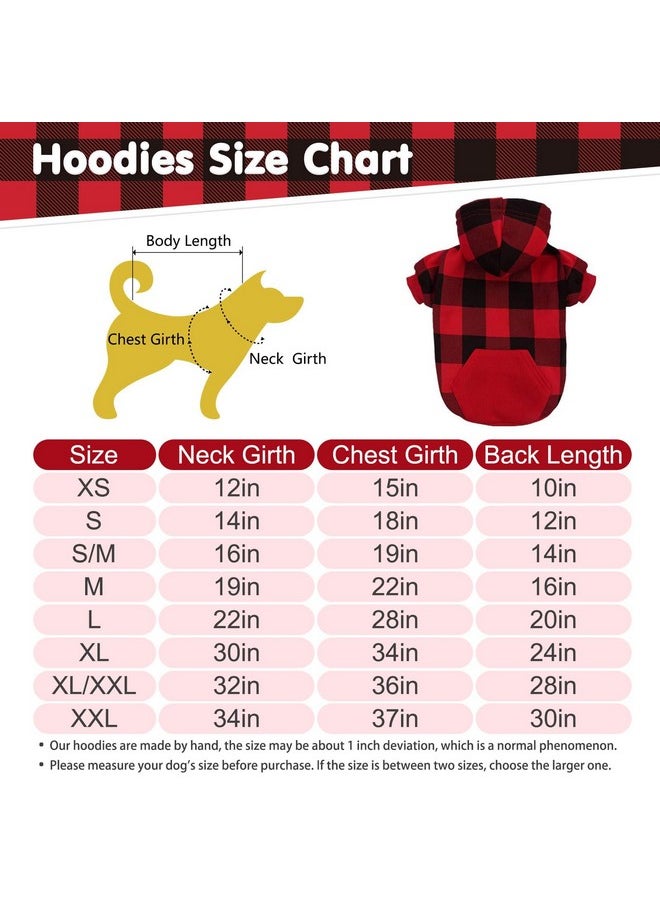 KOOLTAIL - Plaid Dog Hoodie Pet Clothes Sweater With Hat And Pocket For Small Medium Large Size Dogs, Soft Winter Warm Dog Cold Weather Coat, Fleece Fall Dog Hooded Sweatshirt For Puppy Cats, Red Xl - Image 1