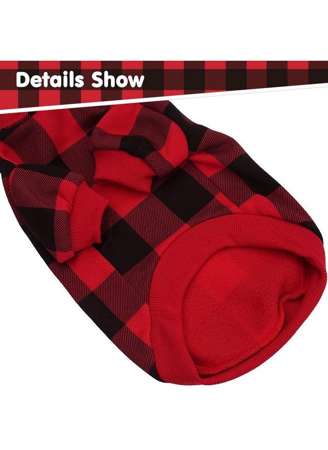 KOOLTAIL - Plaid Dog Hoodie Pet Clothes Sweater With Hat And Pocket For Small Medium Large Size Dogs, Soft Winter Warm Dog Cold Weather Coat, Fleece Fall Dog Hooded Sweatshirt For Puppy Cats, Red Xl - Image 1
