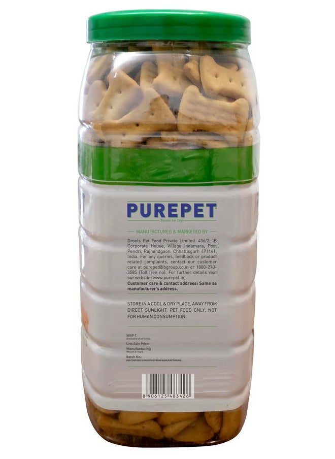 PUREPET Dog Biscuit Treats 100% Vegetable Flavour For All Life Stages 800Gm Pack  - Image 2