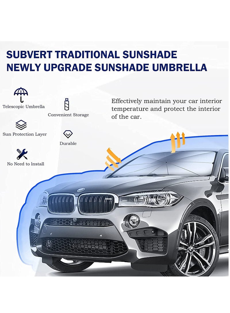 ELTRAZONE car sun shade umbrella for windshield,foldable sunshades umbrella for car front windshield Blocks UV Rays heat，Sun Visor Protector Keep Vehicle Cool and Protects Auto Interior (145cm*79cm) - Image 3