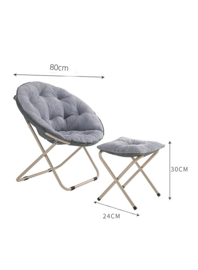 XiuWoo Cozy Faux Fur Lounge Chair With Foot Stool, Folding Saucer Chair with X-Shaped Support Tube, Fits The Backrest and Soft Elastic Cushion and Can Bear Up to 100kg for Home Living Room Bedroom Office  - Image 2