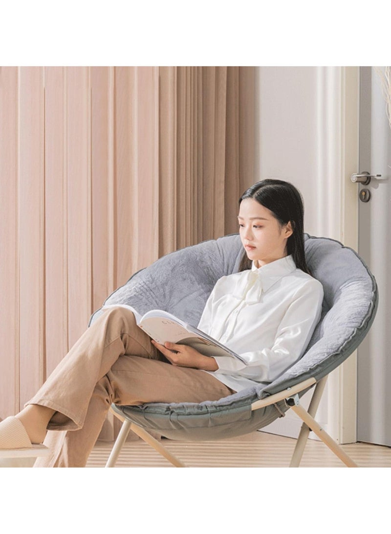 XiuWoo Cozy Faux Fur Lounge Chair With Foot Stool, Folding Saucer Chair with X-Shaped Support Tube, Fits The Backrest and Soft Elastic Cushion and Can Bear Up to 100kg for Home Living Room Bedroom Office  - Image 4