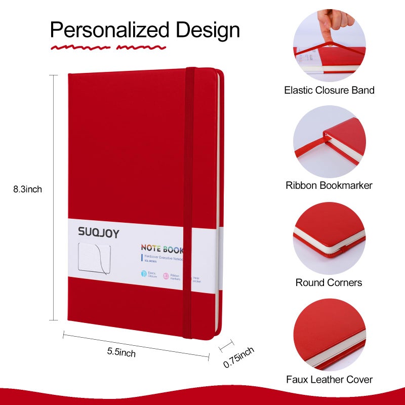 SUQJOY Lined Journal Notebooks for Writing, 100 GSM Thick Paper, 8 Pack Hardcover Notebooks, A5 College Ruled Notebook, Journaling Notebook for School/Travel/Office (Assorted Color- 8 Pack) - Image 3
