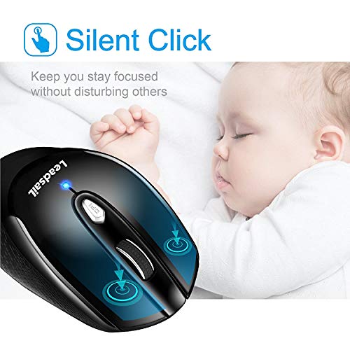Leadsail Wireless Laptop Mouse, 2.4G Slim Portable, Less Noise, 6 Buttons, USB for Windows/Mac/Laptops - Image 3