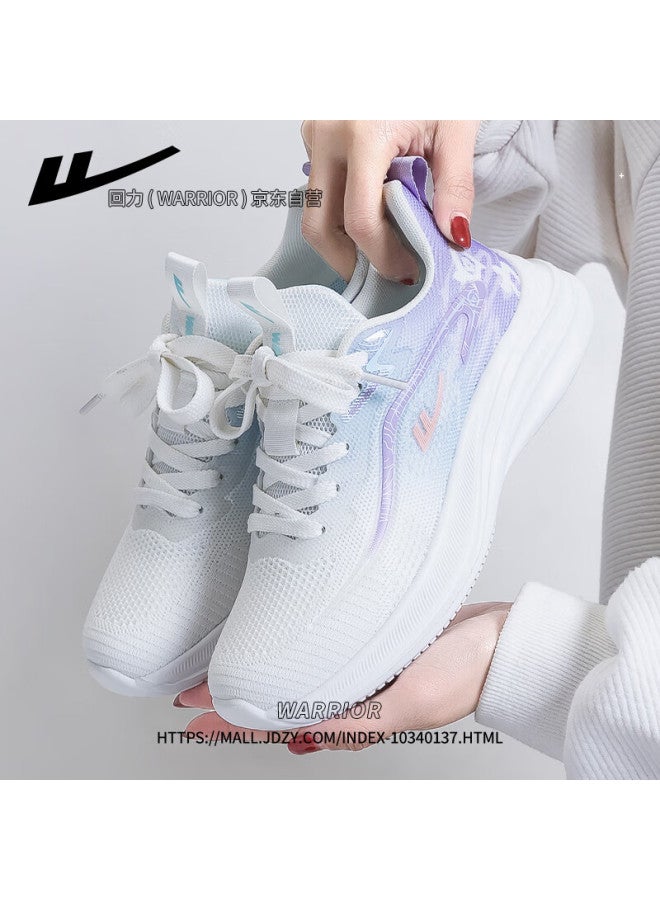 Pull Back Warrior Official Women's Sports Shoes New Trendy Casual Shoes For Women White Blue Purple Size 37 - Image 2