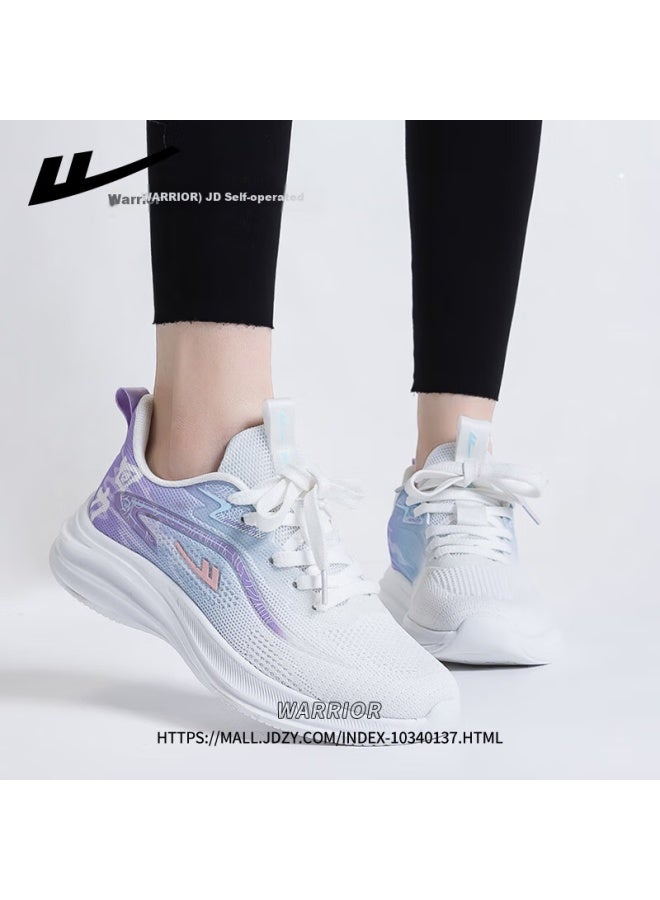 Pull Back Warrior Official Women's Sports Shoes New Trendy Casual Shoes For Women White Blue Purple Size 37 - Image 3