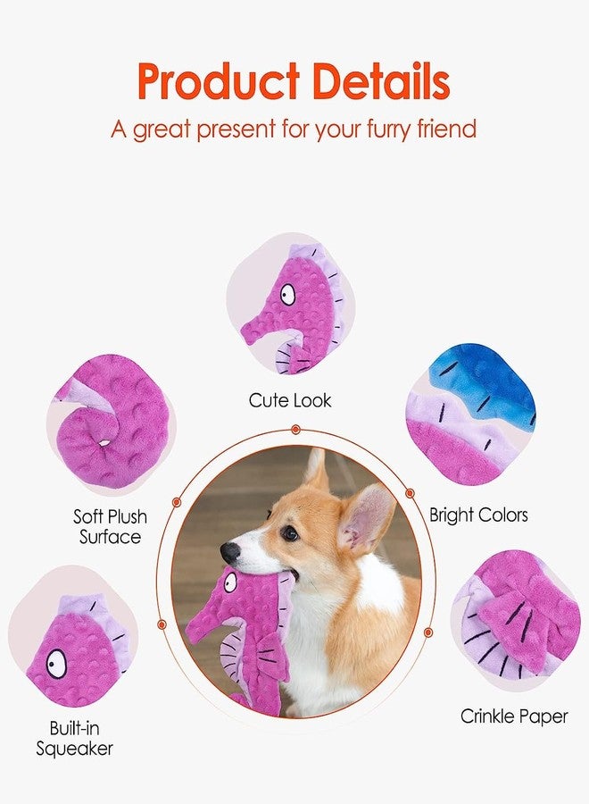 Artinova Dog Toys Squeaky Crinkle Purple Seahore, 1 Pack. No Stuffing Dog Toys for Puppy Teething Chewing, Durable Interactive Toys for Medium and Large Dogs - Image 2