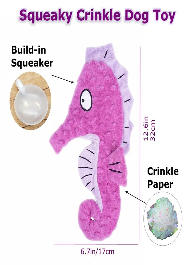 Artinova Dog Toys Squeaky Crinkle Purple Seahore, 1 Pack. No Stuffing Dog Toys for Puppy Teething Chewing, Durable Interactive Toys for Medium and Large Dogs - Image 3