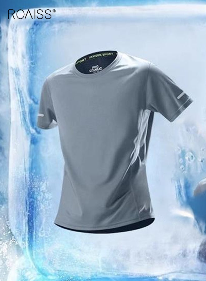 roaiss Mens Running Suit 2 Piece Marathon Training Set Quick Dry Short Sleeve Shirt and Shorts with Pockets Professional Athletic Gear for Summer Sports Fitness - Image 2