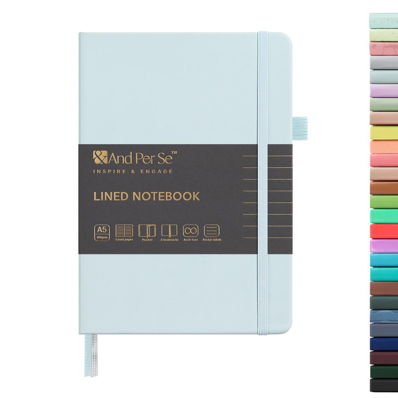 &And Per Se ⩓ Per Se Lined Journal Notebook, 160 Pages, A5 5.7 x 8 inches College Ruled Thick Paper Notebook Journals for Writing, Hardcover Notebooks for Women Men Office School (1 Pack, Cyan) - Image 1