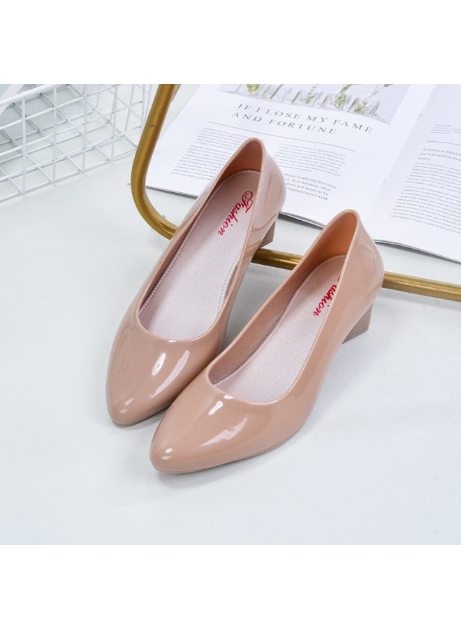 Popular Crystal Pointed Toe Low-top Women's Rain Boots Non-slip Waterproof Kitchen Work Shoes Spring And Summer Fashionable Low-heeled Rubber Shoes