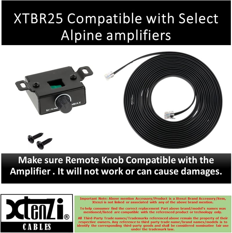 Xtenzi Amplifier Remote Bass Level Control Volume Knob XTBR25 Compatible with Alpine RUX-Knob2 Amp. - Image 2