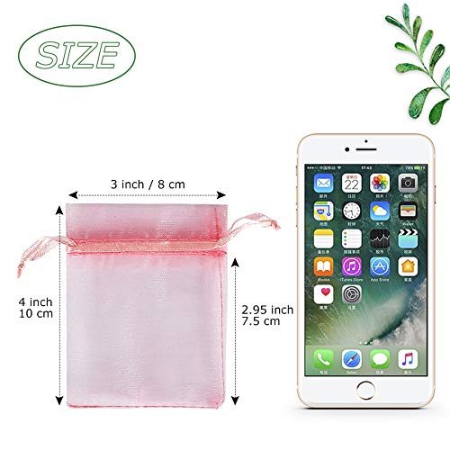 HRX Package Blush Pink Organza Bags 3x4 inch 100pcs, Mesh Gift Bags Jewelry Pouches Drawstring Empty Sachet for Shower Party Favor Present Giveaways - Image 2