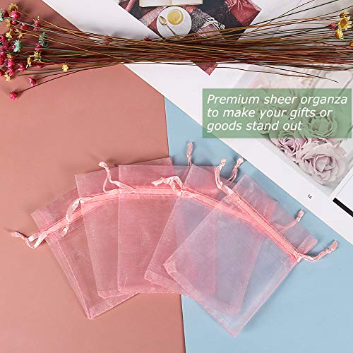 HRX Package Blush Pink Organza Bags 3x4 inch 100pcs, Mesh Gift Bags Jewelry Pouches Drawstring Empty Sachet for Shower Party Favor Present Giveaways - Image 3