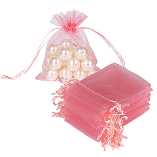 HRX Package Blush Pink Organza Bags 3x4 inch 100pcs, Mesh Gift Bags Jewelry Pouches Drawstring Empty Sachet for Shower Party Favor Present Giveaways - Image 1