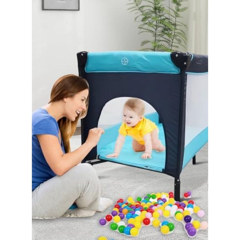 Sharpdo Portable and Foldable Baby Bed with Wheels Blue - Image 4