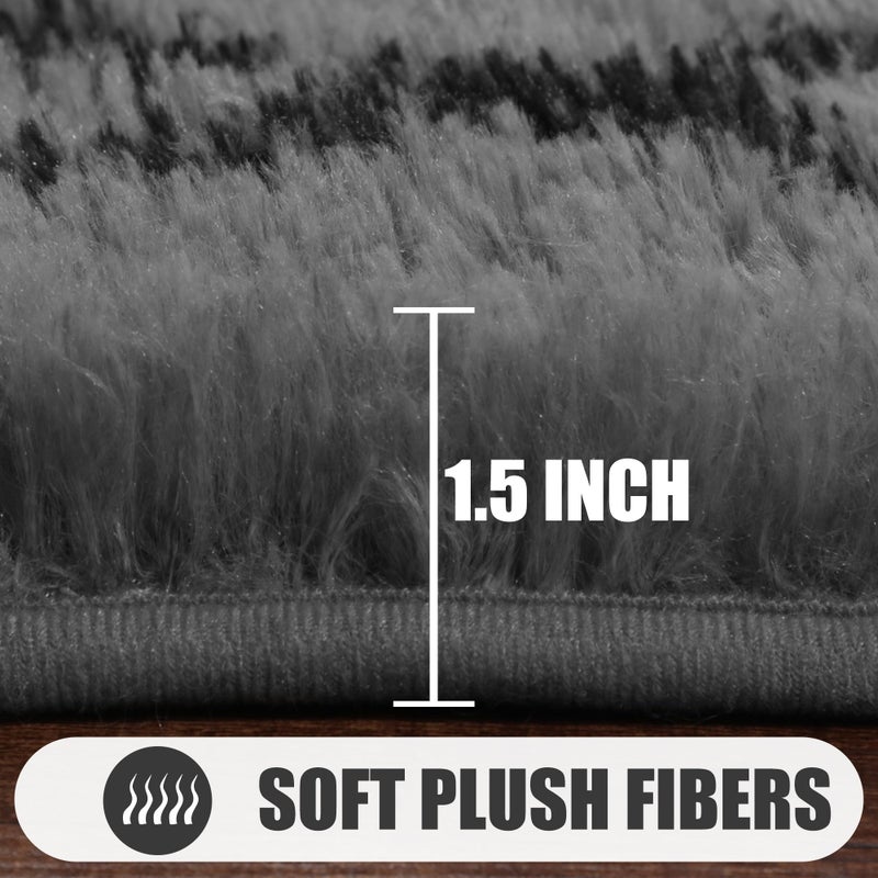 ONASAR 8x10 Area Rugs for Living Room, Fluffy Grey and Black Bedroom Rug, Geometric Boho Large Soft Plush Shaggy Fuzzy Floor Carpet for Nursery Kids Classroom Playroom Dorm Home Decor - Image 5
