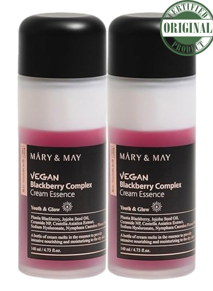 MARY & MAY Dry & Dehydrated Skin Repair Duo – Mary&May Vegan Blackberry Complex Cream & Essence for Barrier Strengthening, Deep Hydration & Anti-Oxidant Care - Image 1