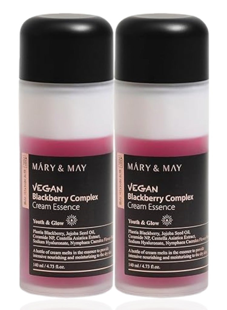 MARY & MAY Dry & Dehydrated Skin Repair Duo – Mary&May Vegan Blackberry Complex Cream & Essence for Barrier Strengthening, Deep Hydration & Anti-Oxidant Care - Image 1
