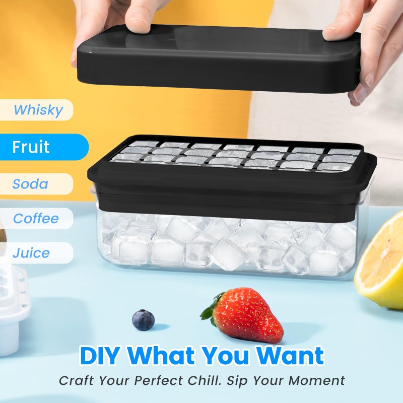 PHINOX Ice Cube Tray with Lid and Bin, 3 Pack Plastic Ice Cube Tray Molds, 84 pcs Ice Trays for freezer, Chilling Drinks, Whiskey & Cocktails, with Ice Container and Ice Scoop, BPA-Free - Image 4