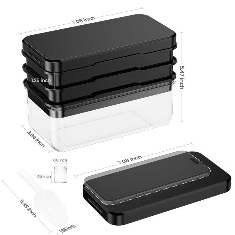 PHINOX Ice Cube Tray with Lid and Bin, 3 Pack Plastic Ice Cube Tray Molds, 84 pcs Ice Trays for freezer, Chilling Drinks, Whiskey & Cocktails, with Ice Container and Ice Scoop, BPA-Free - Image 3