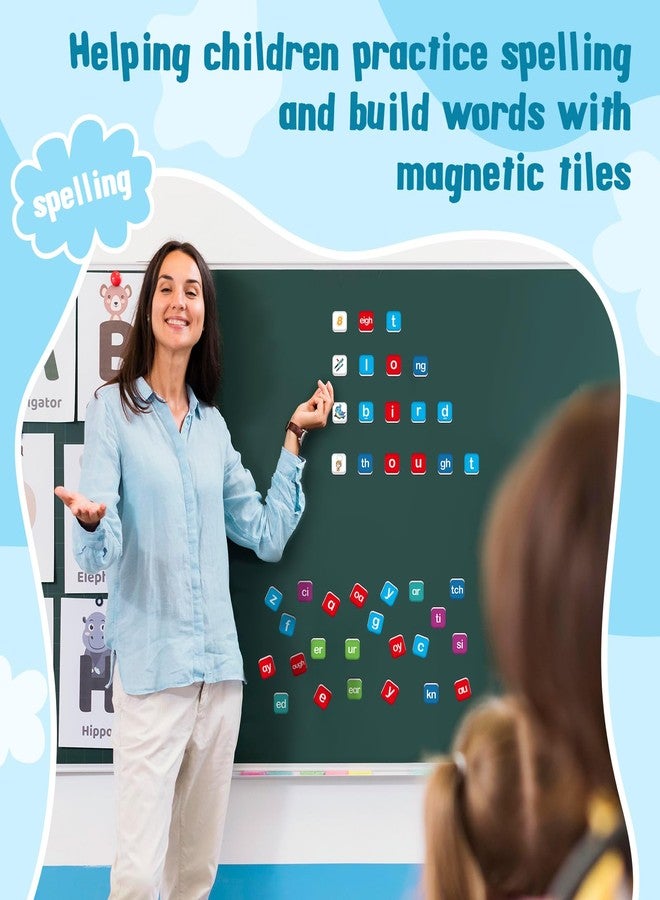 HugHush Magnetic Letter Tiles, Phonics Spelling Games Speech Therapy Phonemic Awareness Alphabet Fridge Magnets Learn to Read Science Reading Manipulative Elkonin Box Preschool Kindergarten Classroom - Image 5