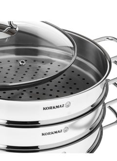 Korkmaz Korkmaz 3-layer steel steamer size 28 cm for Mento  - Image 2