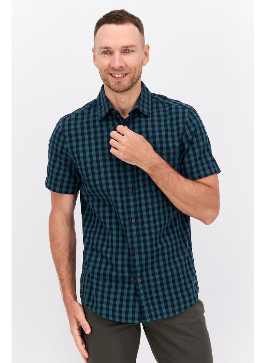 Men Regular Fit Short Sleeve Gingham Casual Shirt, Green - pzsku/Z7574BB12D88C9739767CZ/45/_/1737643087/b8382c12-e7f6-411d-8f03-4acaf00601d3