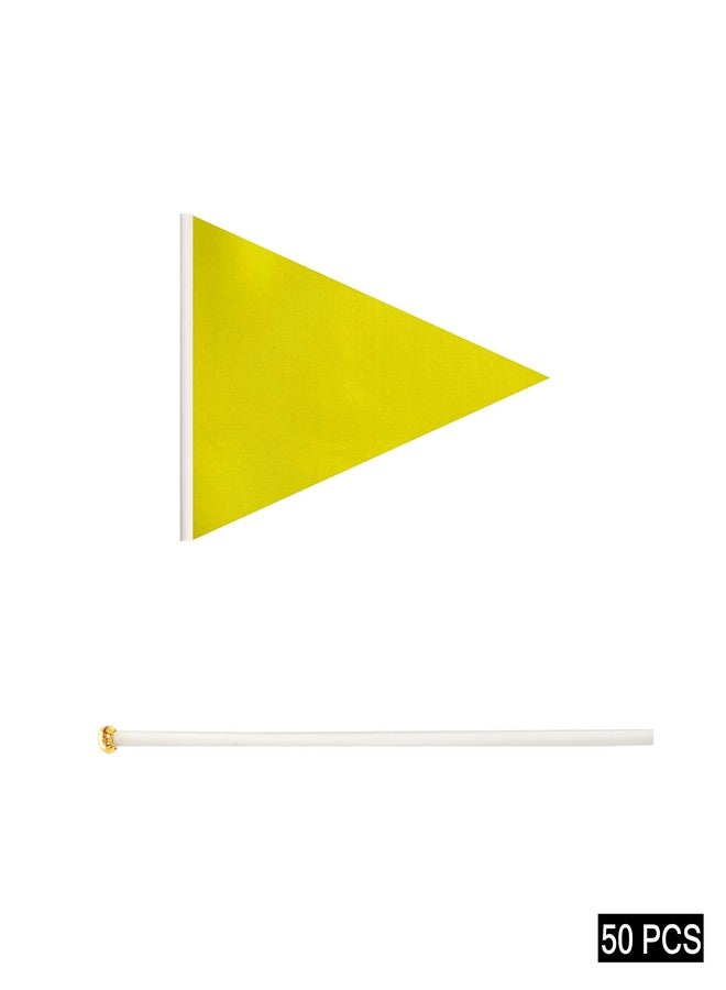 TrendPow 50 Pack Yellow Pennant Stick Flag, Small Mini Solid Color Hand Held DIY Blank Flag On Stick, Party Decorations,Sports Club,School,Festival Celebration (Yellow) - Image 5