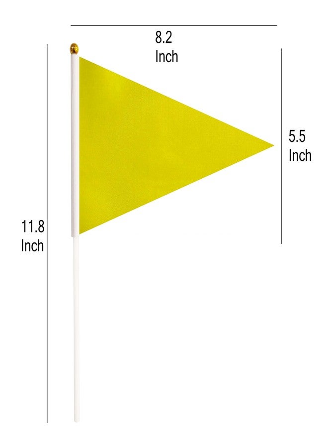 TrendPow 50 Pack Yellow Pennant Stick Flag, Small Mini Solid Color Hand Held DIY Blank Flag On Stick, Party Decorations,Sports Club,School,Festival Celebration (Yellow) - Image 2