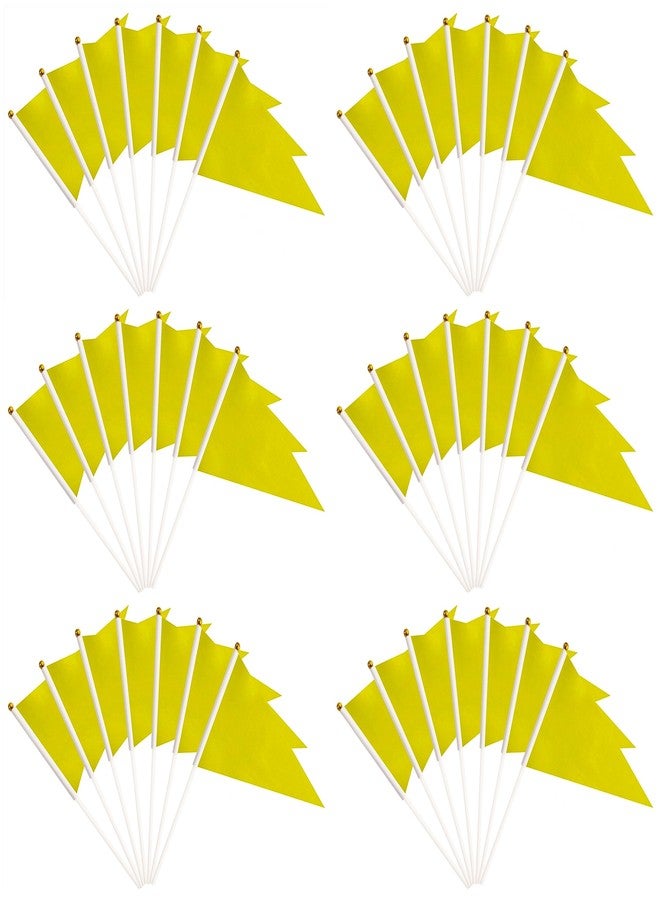TrendPow 50 Pack Yellow Pennant Stick Flag, Small Mini Solid Color Hand Held DIY Blank Flag On Stick, Party Decorations,Sports Club,School,Festival Celebration (Yellow) - Image 1