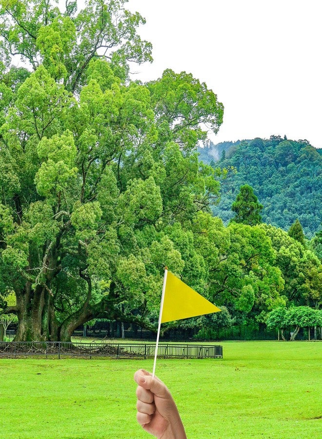 TrendPow 50 Pack Yellow Pennant Stick Flag, Small Mini Solid Color Hand Held DIY Blank Flag On Stick, Party Decorations,Sports Club,School,Festival Celebration (Yellow) - Image 3