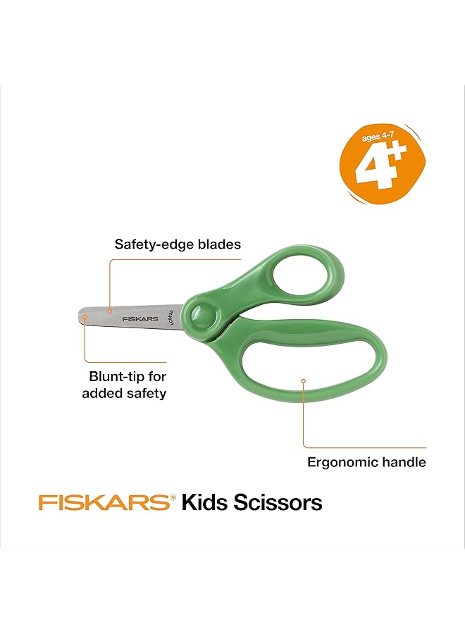 Fiskars 5 Inch Blunt Tip Kids Scissors For Kids Ages 4 7 Scissors For School Or Crafting Back To School Supplies Colors May Vary - Image 3