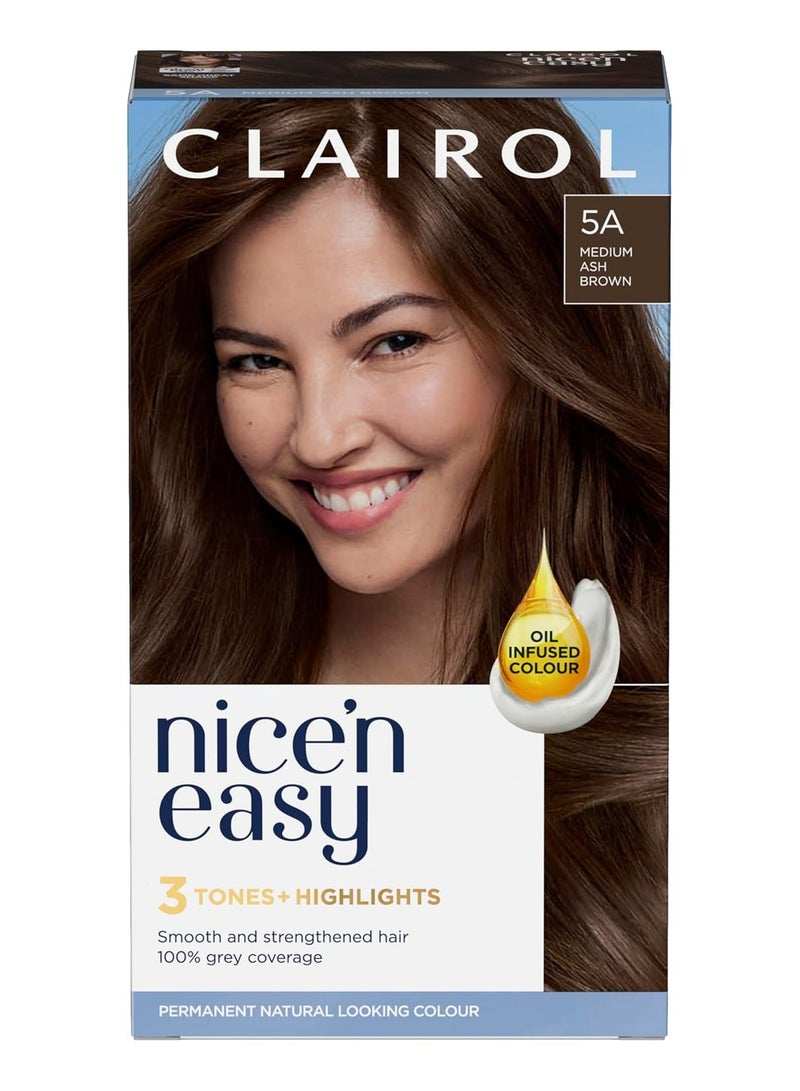 كلايرول نايس آند إيزي كريم نايس آند إيزي صبغة شعر دائمة ذات مظهر طبيعي مشبعة بالزيت بني رمادي متوسط - Image 1
