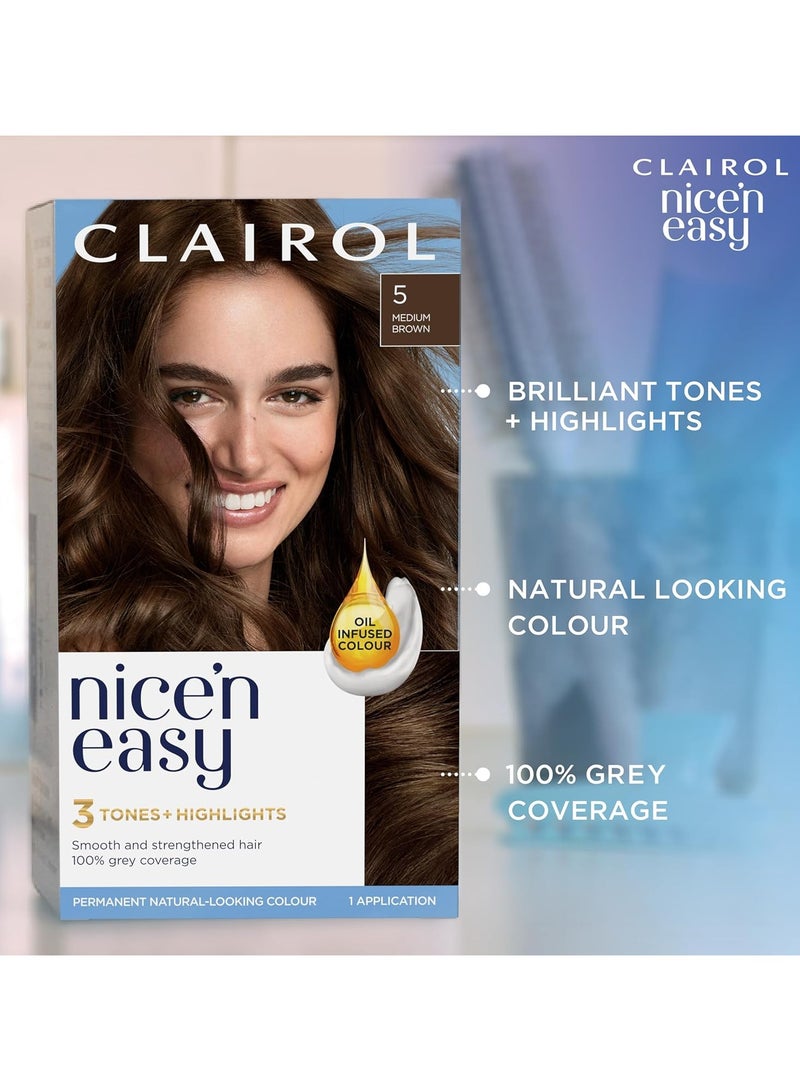 كلايرول نايس آند إيزي كريم نايس آند إيزي صبغة شعر دائمة ذات مظهر طبيعي مشبعة بالزيت بني رمادي متوسط - Image 2