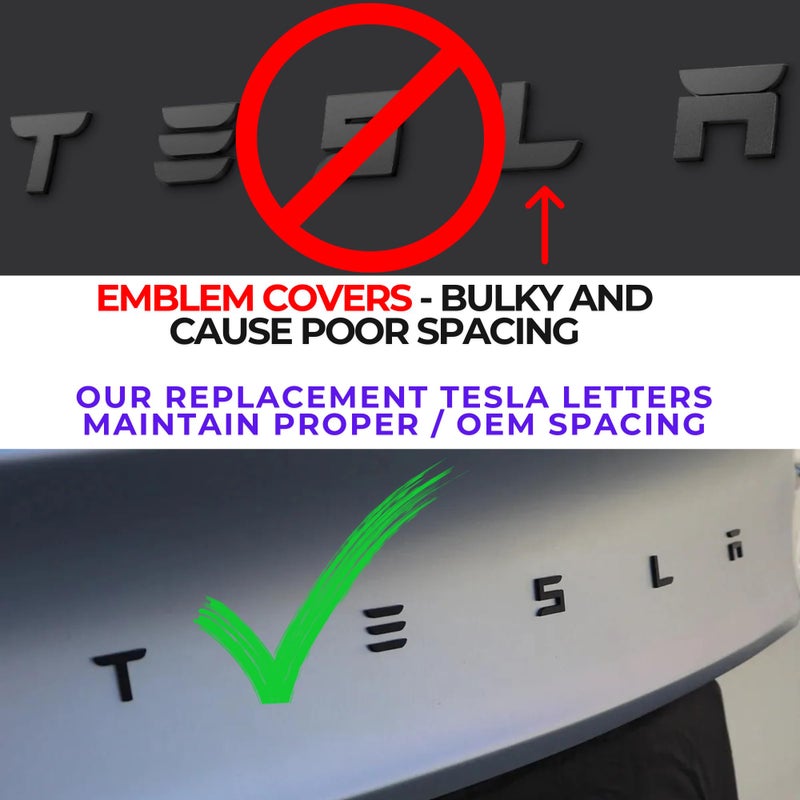 EVMIZE Metal Tesla Letters Emblem Trunk Logo Decal Tailgate Rear 3m Adhesive Compatible with Tesla Model 3 Y Highland Juniper Matte Black (Tesla Letters) - Image 5