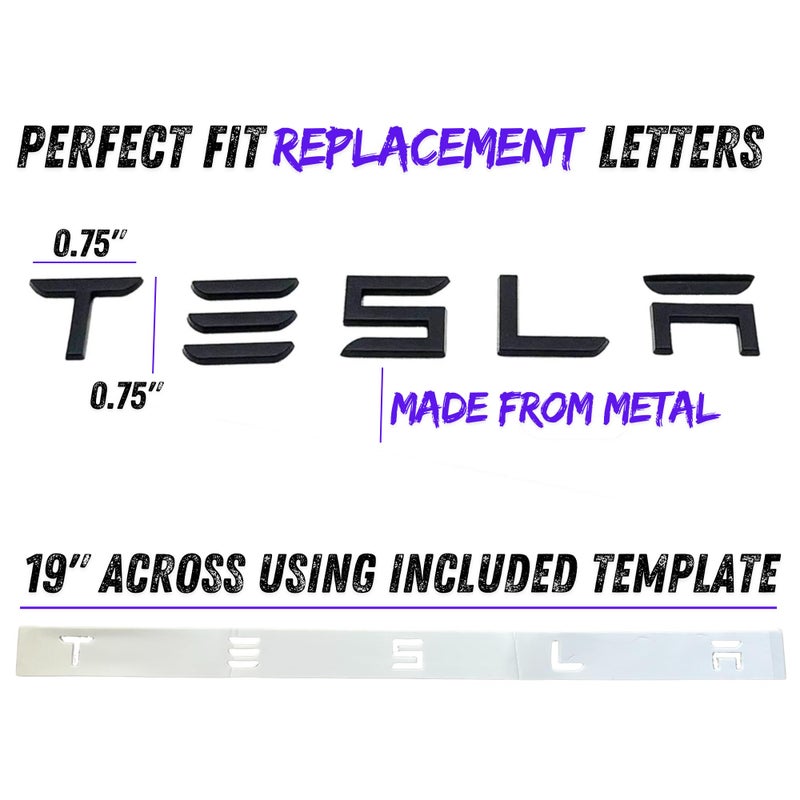 EVMIZE Metal Tesla Letters Emblem Trunk Logo Decal Tailgate Rear 3m Adhesive Compatible with Tesla Model 3 Y Highland Juniper Matte Black (Tesla Letters) - Image 2
