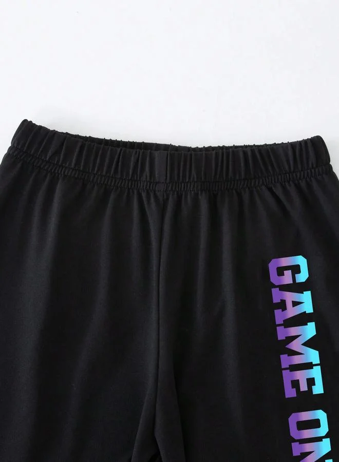 Take Two Take Two Boys Black Graphic Game On T-Shirt and Shorts Set