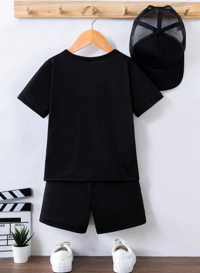 تايك تو Take Two Boys Black Graphic Game On T-Shirt and Shorts Set